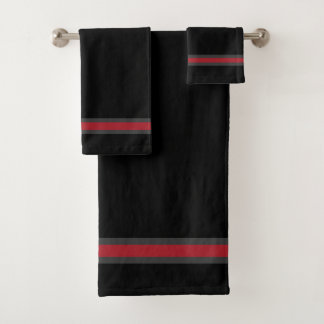 Elegant Stylish Black Stripe Luxury Bath Towel Set