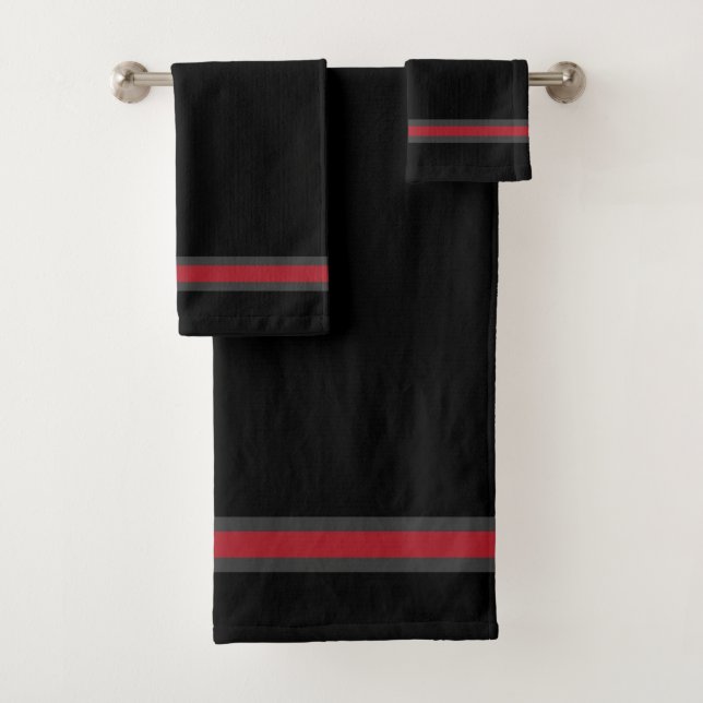 Elegant Stylish Black Stripe Luxury   Bath Towel Set (Insitu)
