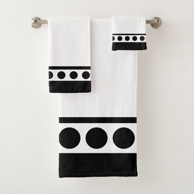 Elegant Stylish Black & White Bath Towel Set (Insitu)