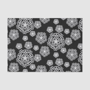 Elegant Stylish Black & White Mandala Flowers Tissue Paper
