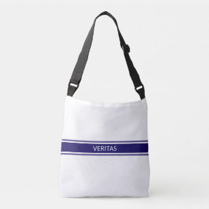 Elegant stylish blue stripes on white crossbody bag