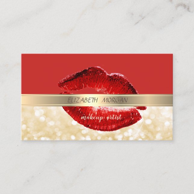 Elegant Stylish,Bokeh ,Red ,Lips, Business Card (Front)