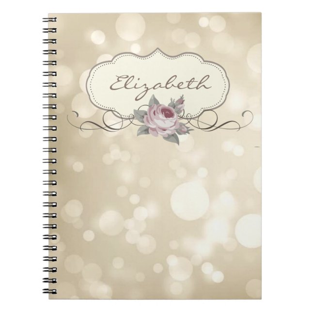 Elegant Stylish ,Bokeh,Rose Notebook (Front)