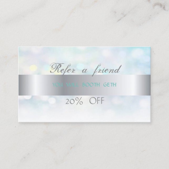 Elegant Stylish  Bokeh,Stripe  Referral Card (Front)