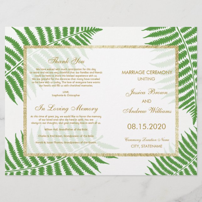 Elegant Stylish Bracken Wedding Program (Front)