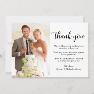 Elegant Stylish Calligraphy Photo Wedding Thank You Card