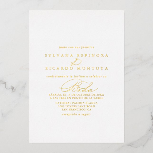 Elegant Stylish Calligraphy Spanish Wedding Gold (Front)