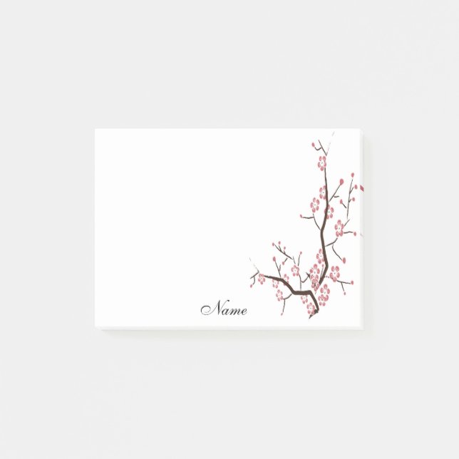 Elegant stylish cherry branch personalized post-it notes (Front)
