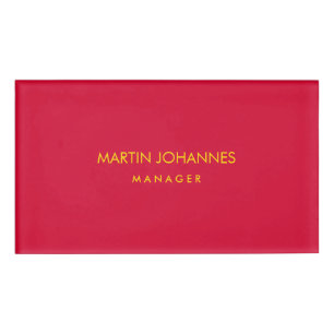 Elegant Stylish Cherry Red Gold Colour Custom Name Tag