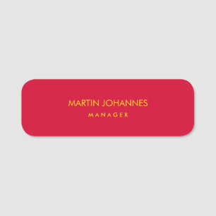 Elegant Stylish Cherry Red Gold Colour Custom Name Tag