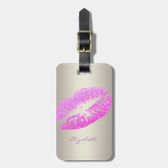 Elegant Stylish Chic - Glittery Lips,Personalized Luggage Tag (Front Vertical)