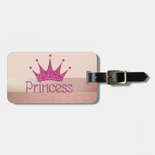 Elegant Stylish Chic,Glittery Tiara Princess Luggage Tag (Front Horizontal)