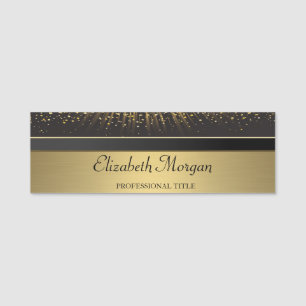 Elegant Stylish Chic Gold, Confetti Name Tag
