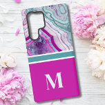 Elegant Stylish Chic Monogram Initial  Samsung Galaxy Case<br><div class="desc">Chic Teal Magenta Fuchsia Stone Monogram Initial Samsung Galaxy S22 Ultra Case.  Crystals and geodes continue to be a favourite trend!  This print features and up close image of a vibrant turquoise and purple (magenta) geode stone,  complete with little crystals.  Add your initial to make it your own.</div>