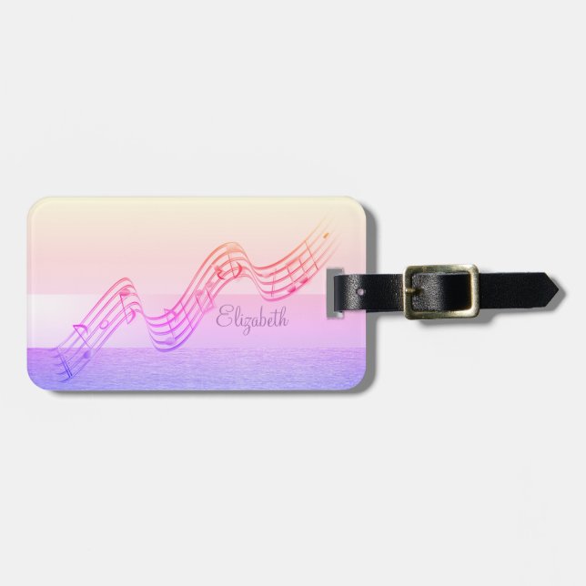 Elegant Stylish Chic, Music Notes Luggage Tag (Front Horizontal)