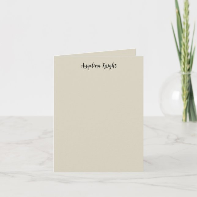 Elegant Stylish Chic Plain Handwriting Script Note Card (Front)