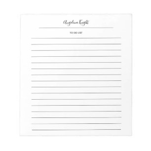 Elegant Stylish Chic Todo List Handwriting Script Notepad