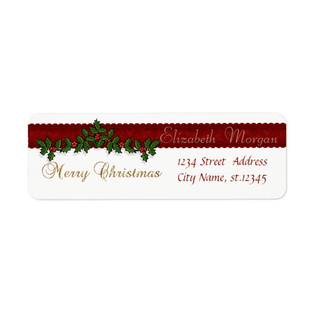 Elegant Stylish Christmas Holly Berry Branches (Front)