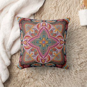 Elegant Stylish Classic Purple Paisley Pattern Throw Pillow