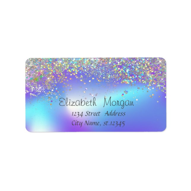 Elegant Stylish Colourful Confetti Holographic Label (Front)
