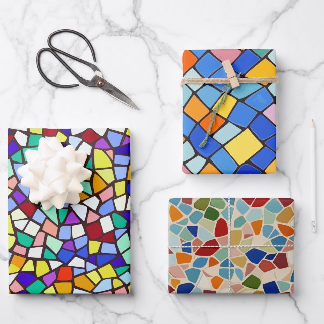 Elegant Stylish Colourful Mosaic Pattern Wrapping Paper Sheet (Front)
