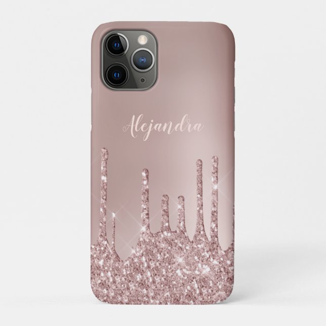 Elegant stylish copper rose gold glitter drips Case-Mate iPhone case (Back)