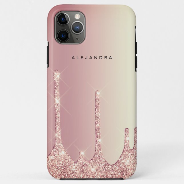 Elegant stylish copper rose gold glitter drips Case-Mate iPhone case (Back)