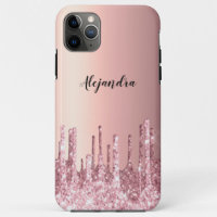Elegant stylish copper rose gold glitter drips