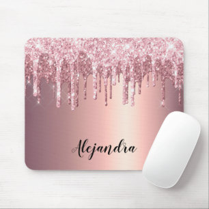 Elegant stylish copper rose gold glitter drips mouse pad