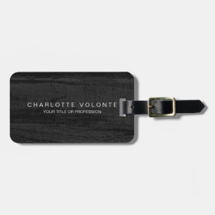Elegant Stylish Dark Grey Wood Professional Art Luggage Tag