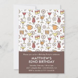 Elegant Stylish Drinks Cocktail 82nd birthday  Invitation