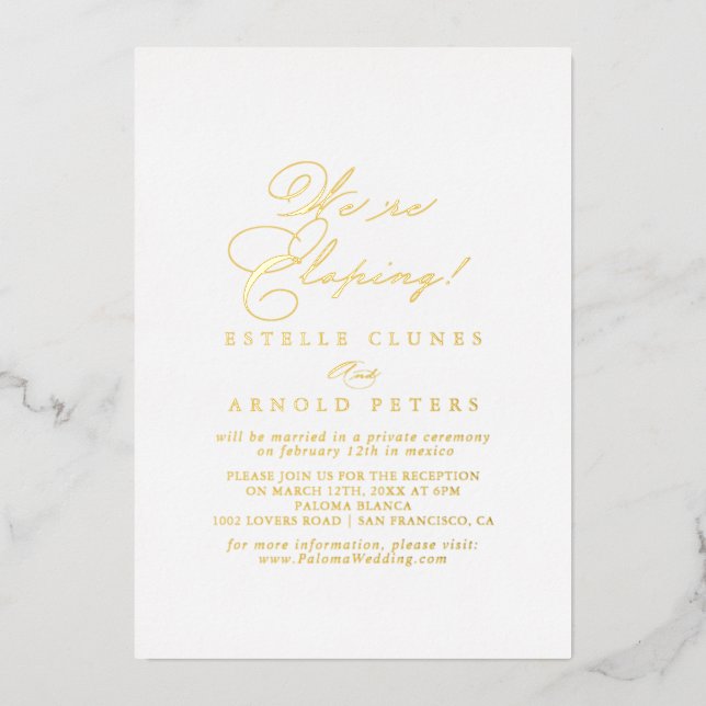 Elegant Stylish Elopement Reception Gold   (Front)