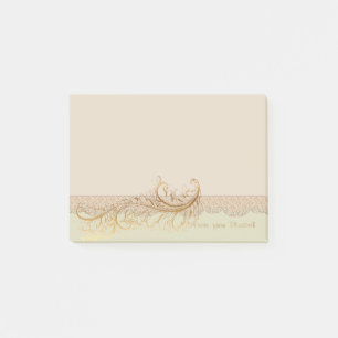 Elegant Stylish,Faux Gold Feather-personalized Post-it Notes