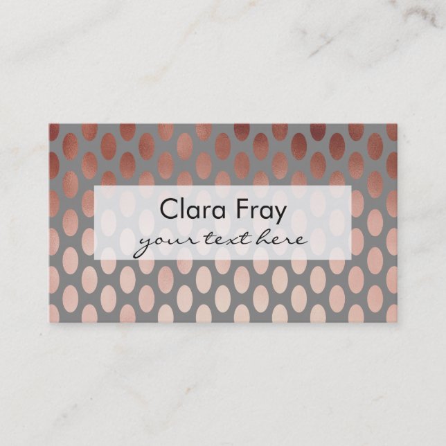 elegant stylish faux rose gold polka dots pattern business card (Front)