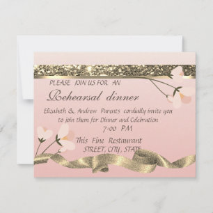 Elegant Stylish Floral Rehearsal Dinner Invitation