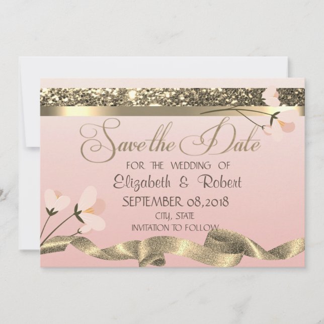 Elegant Stylish Floral Save The Date (Front)