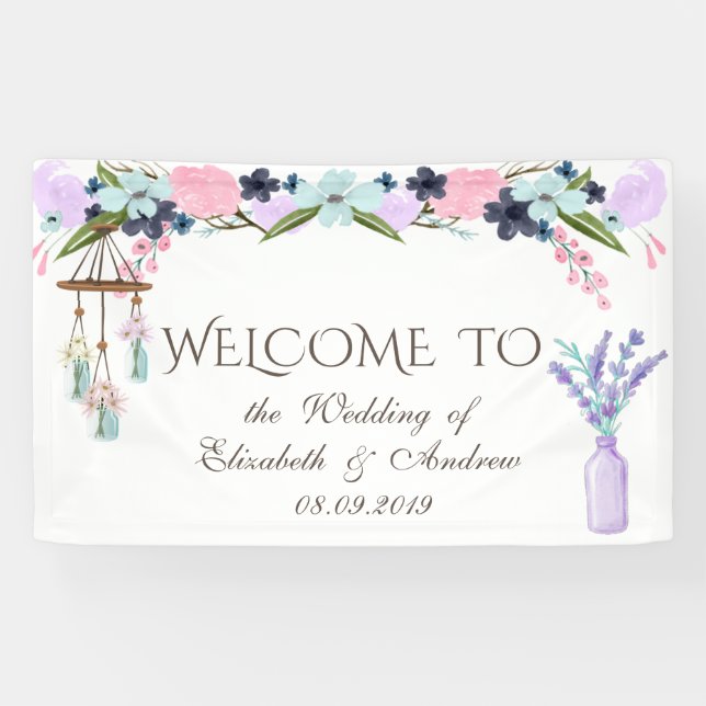 Elegant Stylish, Floral Wedding Banner (Horizontal)