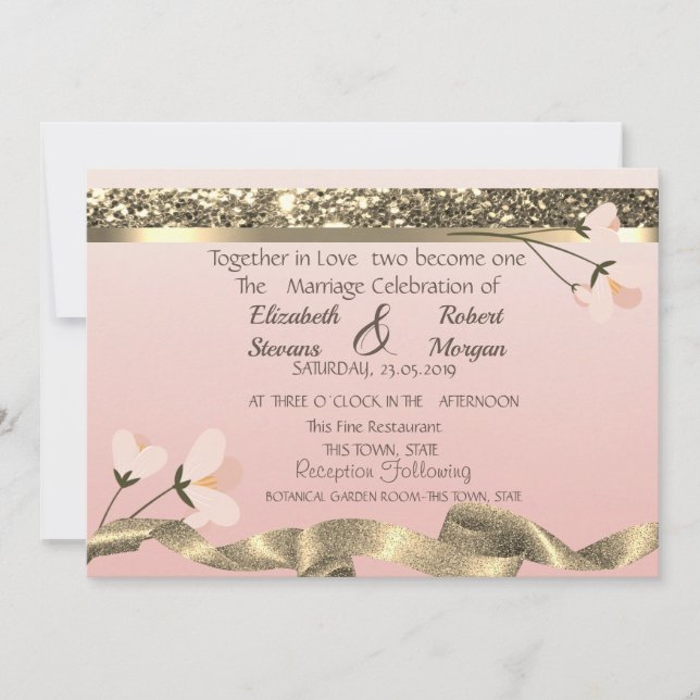 Elegant Stylish  Floral Wedding Invitation (Front)