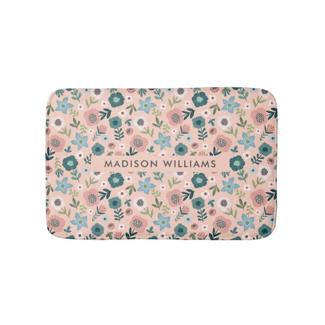  Elegant Stylish Flowers Minimalist  Bath Mat (Front)