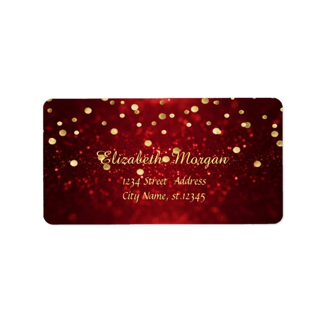 Elegant  Stylish ,Fux Gold Foil Confetti,Bokeh Red Label (Front)