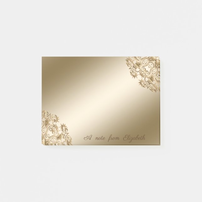 Elegant Stylish,Girly, Gold Swirls Post-it Notes (Front)