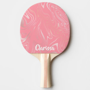 Elegant stylish girly rose gold marble look pink ping pong paddle