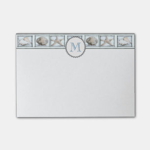 Elegant stylish girly sea shells and star monogram post-it notes