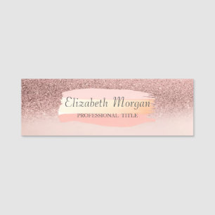 Elegant , Stylish,Glitter Bokeh, Brush Stroke Name Tag