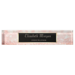Elegant Stylish Glitter Bokeh, Frame Nameplate