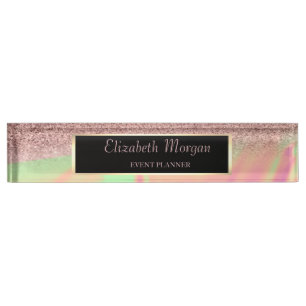 Elegant Stylish Glitter Bokeh Ombre,Frame Nameplate