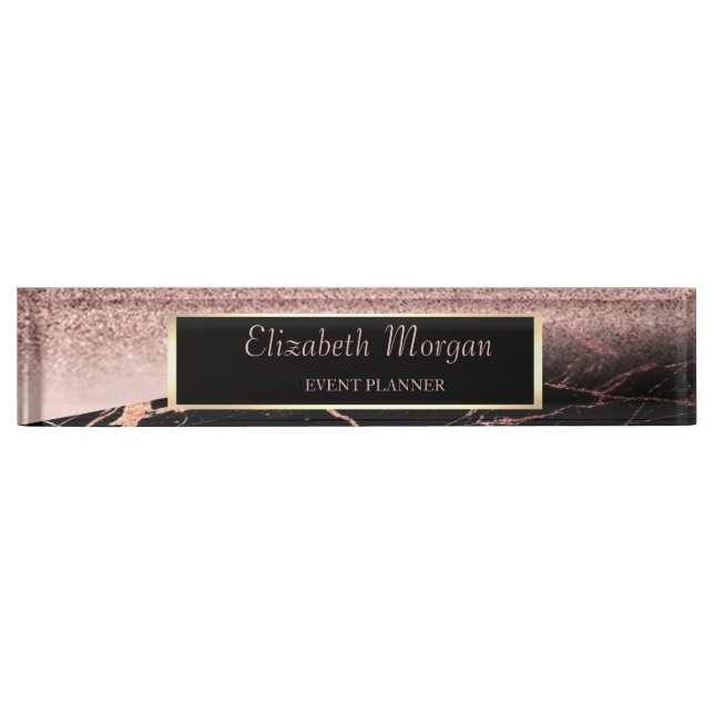 Elegant Stylish Glitter Bokeh Ombre,Marble, Frame Nameplate (Front)