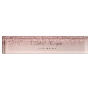Elegant Stylish Glitter Bokeh Ombre Rose Gold Nameplate
