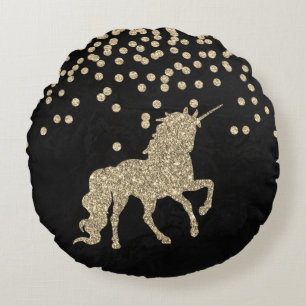 Elegant Stylish Glitter Foil Confetty-Diamonds Round Pillow