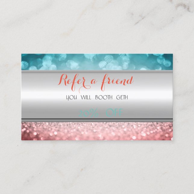 Elegant Stylish Glittery Bokeh  Referral Card (Front)